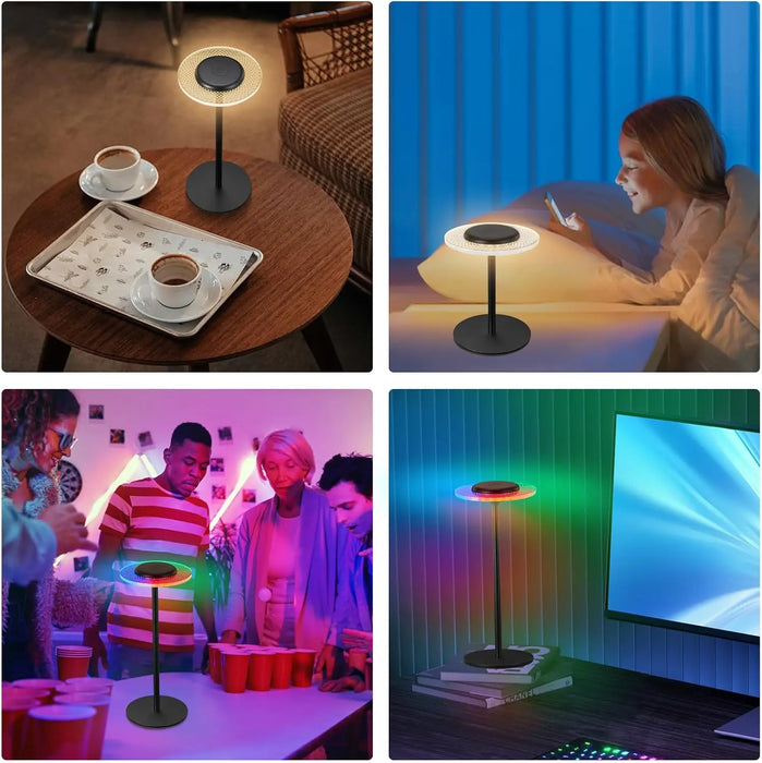 RGB Color Changing Cordless Table Lamp - Touch Control, DIY Dimmable Desk Light - Perfect for Dinner, Patio, Bedroom Settings