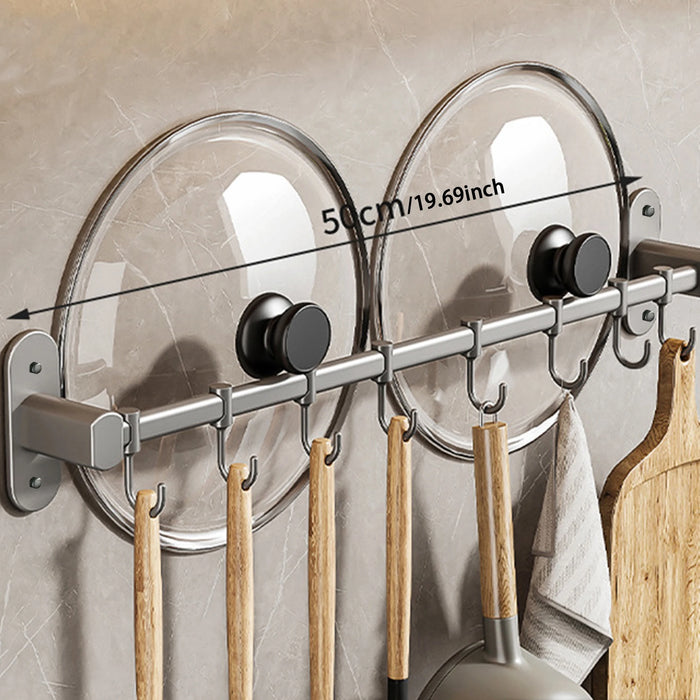 Wall-Mounted Kitchen Hook Rack for Pot Lids and Utensils