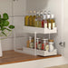 Double-Layer Pull-Out Storage Rack with 5 Hooks — PP Drawer Organiser for Kitchen & Bathroom