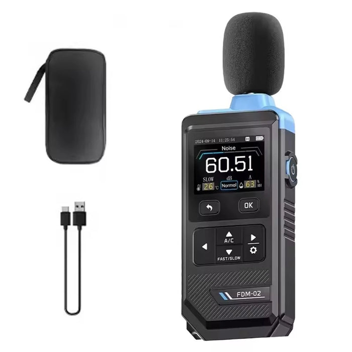 FDM-02 Digital Noise Meter — 30–130 dB A/C-weighted Handheld Decibel Meter