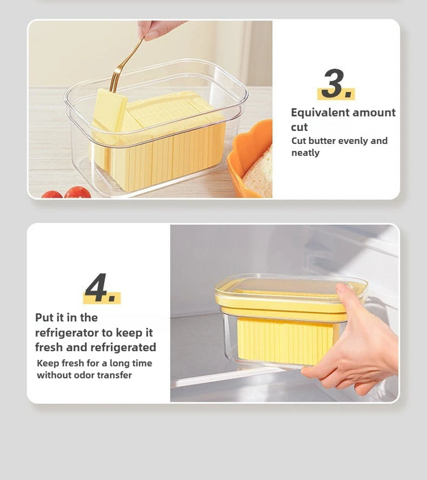 Airtight Butter Slicer & Keeper with Lid — Cutter and Fridge Storage Dish