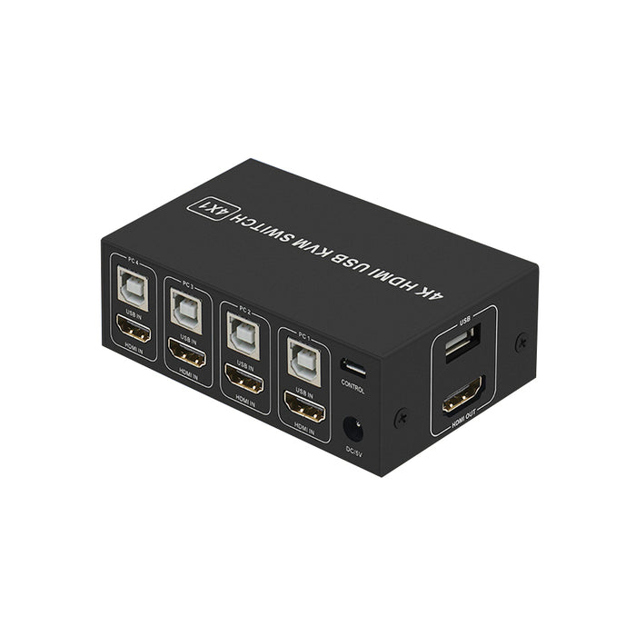 4-Port HDMI KVM Switch 4-in-1 — 4K@60Hz with Desktop Controller, Share Monitor, Keyboard & Mouse