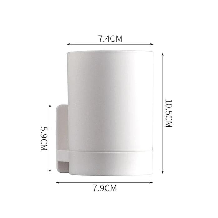 Drill-Free Wall-Mounted Toothbrush & Toothpaste Holder with Removable Cup