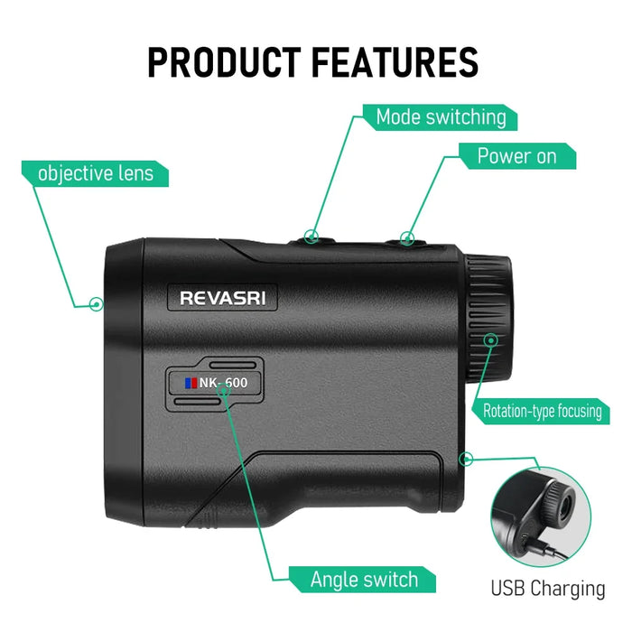 Golf Laser Rangefinder — Slope Compensation, Flag Lock & USB‑C Rechargeable (600m/1000m)