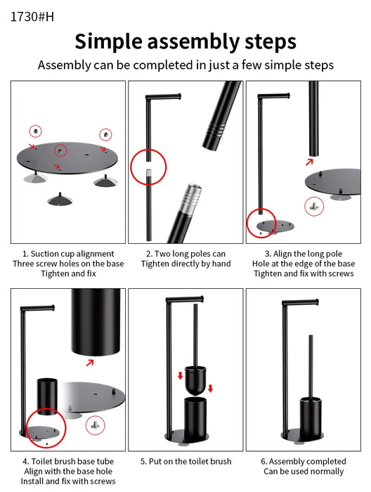 Foldable Floor-Standing Toilet Roll Holder with Reinforced Base, Standalone Dispenser