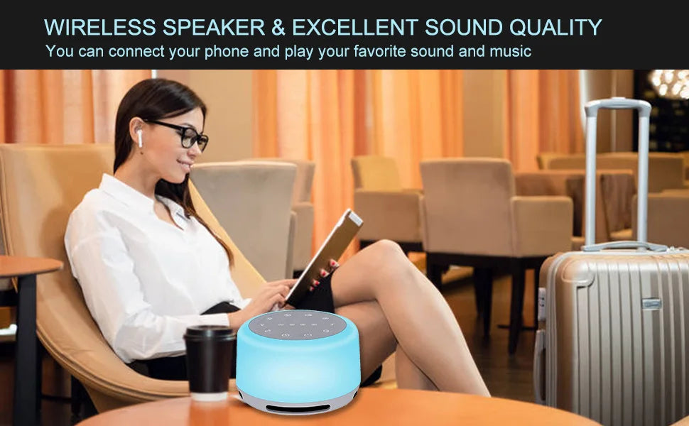 7‑Colour Night Light & 24‑Sound Sleep Machine — Rechargeable White Noise Speaker