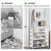 5-Tier Metal Coat & Shoe Rack with 8 Hooks — White