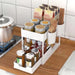 Double-Layer Pull-Out Storage Rack with 5 Hooks — PP Drawer Organiser for Kitchen & Bathroom