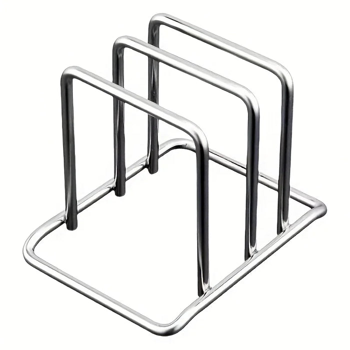 Stainless Steel Space-Saving Pot Lid & Cutting Board Rack - Heavy-Duty Countertop Organiser (1pc)
