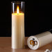 Outdoor Flameless LED Pillar Candles with Remote & Timer — Yellow Flicker, Battery-Operated (3/4pc)