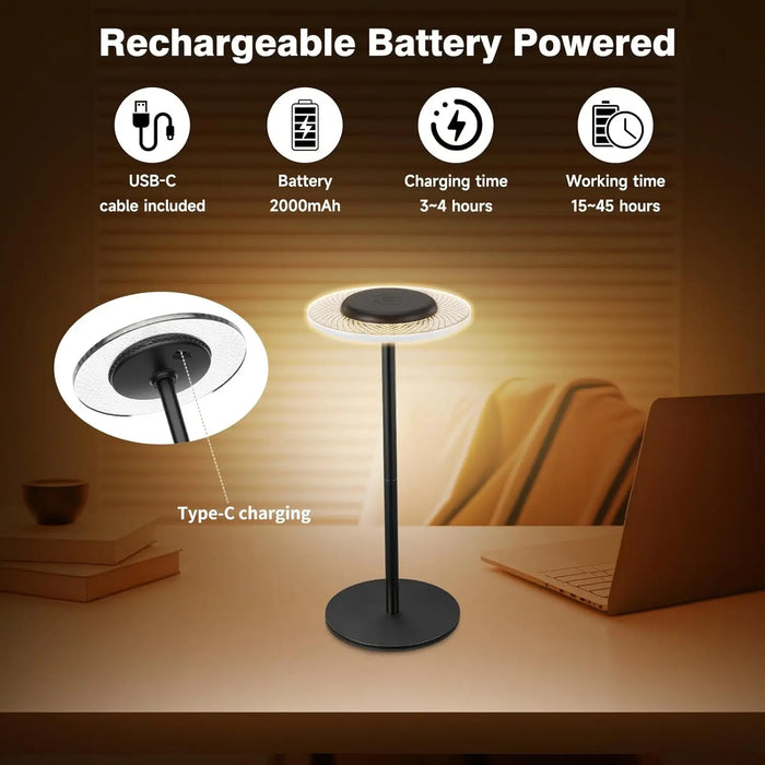 RGB Color Changing Cordless Table Lamp - Touch Control, DIY Dimmable Desk Light - Perfect for Dinner, Patio, Bedroom Settings