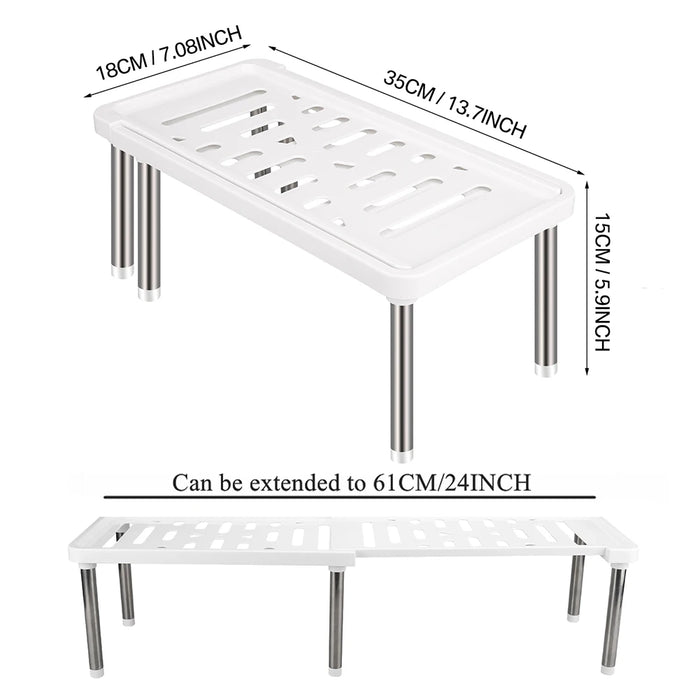 Expandable Cupboard Shelf 36–69cm – Kitchen Cabinet Organiser, White