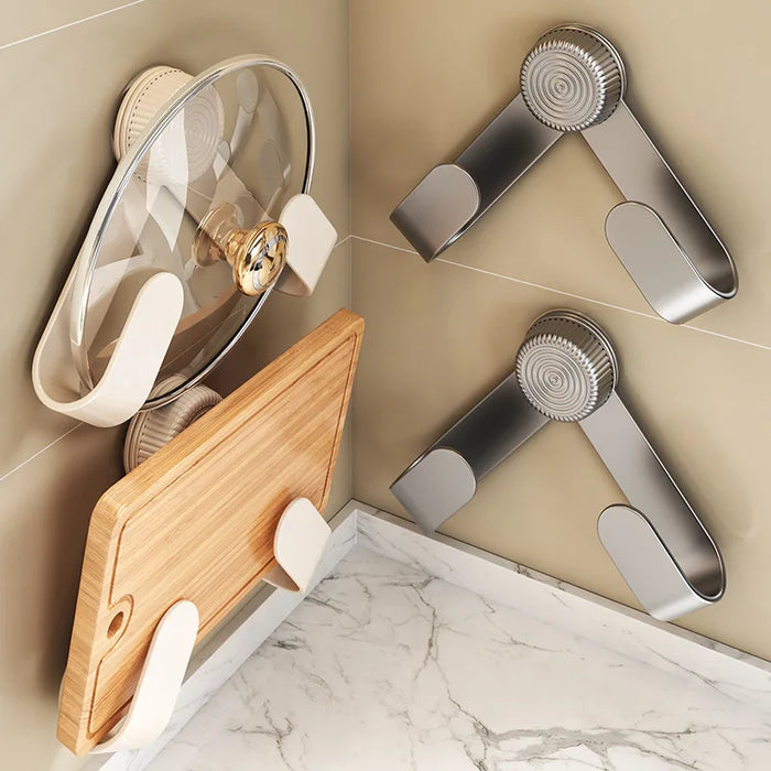 Wall-Mounted Pot Lid & Chopping Board Rack — No-Punch Required
