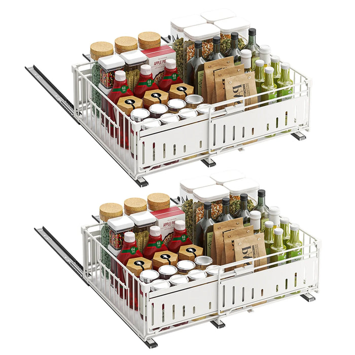Expandable Pull-Out Cabinet Organiser — Slide-Out Drawer Storage Shelf for Kitchen