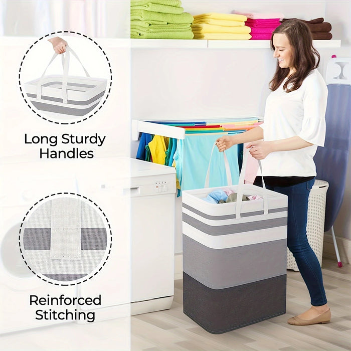 75L Collapsible Laundry Hamper with Handles — Durable Polyester Basket (40×30×60cm)