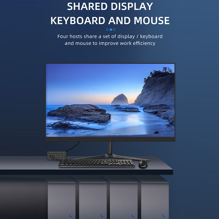 4 Port HDMI KVM Switch 4 in 1 out 4K 60Hz HDMI USB Switch Selector with Desktop Controller for 4 PC Share Monitor Mouse Keyboard