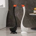 Swan-shaped Long-handle Toilet Brush with Holder — Dense Bristles, ABS (White/Blue/Black)