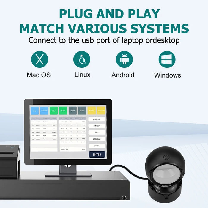 NETUM NT-A5 Desktop 2D QR Barcode Scanner — Hands‑Free USB Omnidirectional Reader