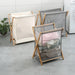 Foldable Laundry Basket with Bamboo Frame — Cotton‑Linen Hamper 40×30×38cm