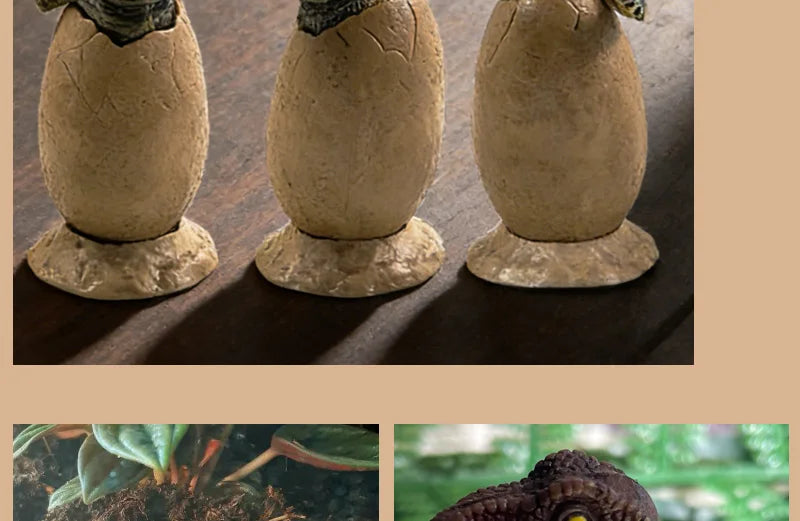 3PCS Hatching Dinosaur Eggs – T‑Rex, Triceratops & Raptor PVC Model Set