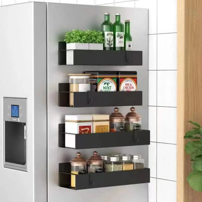 Magnetic Fridge Shelf Spice Rack – Black, Space‑Saving Kitchen Organiser