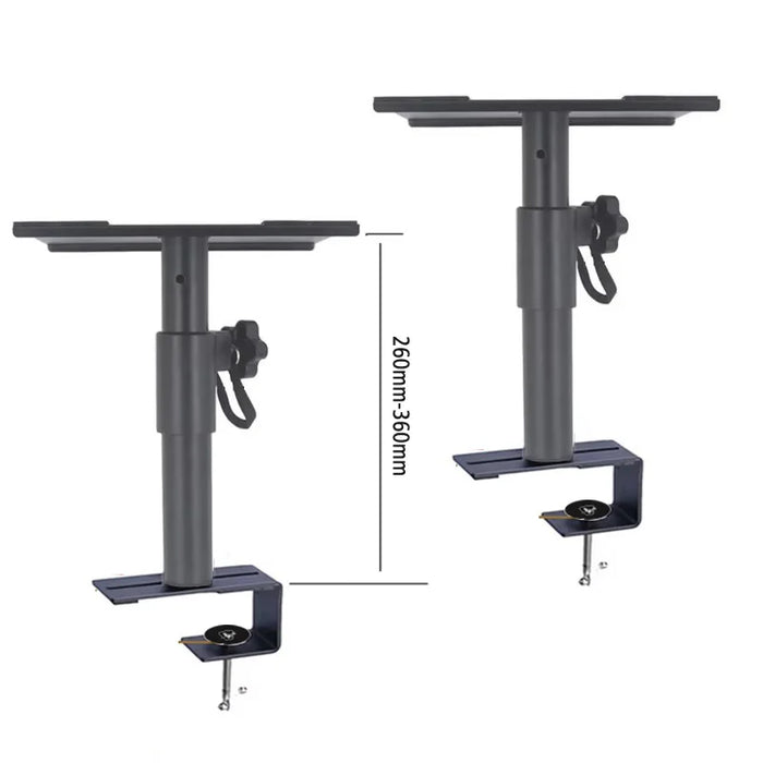 XP-07 Universal Height-Adjustable Speaker Stands (Pair) — 260–360mm, 360° Rotating Clamp Mount