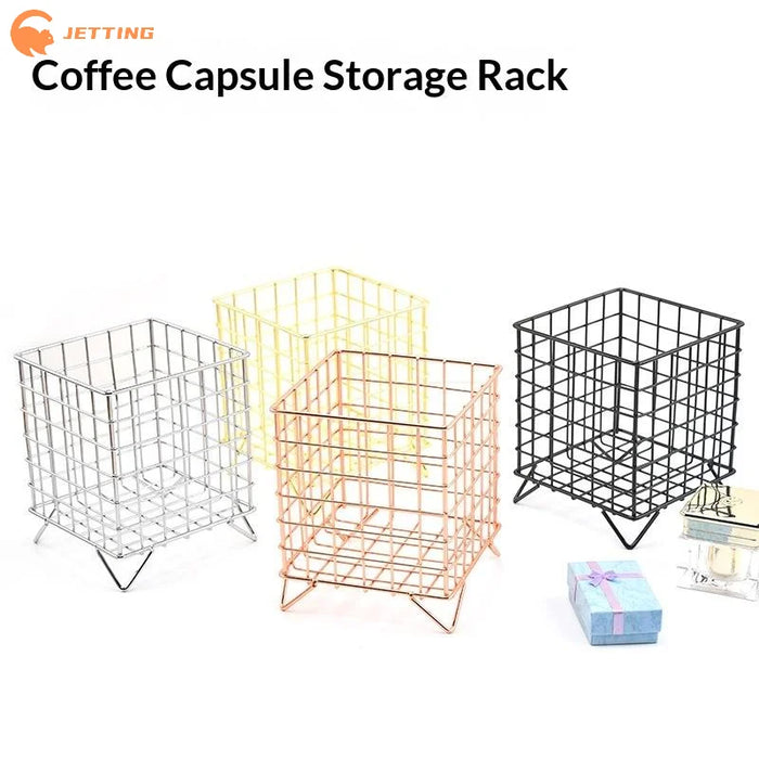 Square Coffee Pod Holder — Large Capacity Iron Capsule Storage