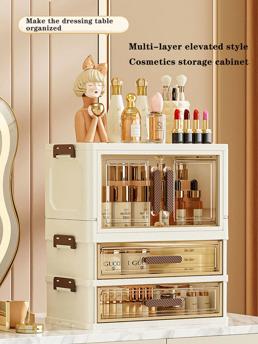 Foldable Transparent Drawer Cosmetic Organiser — Dustproof Multi‑Layer Makeup Storage