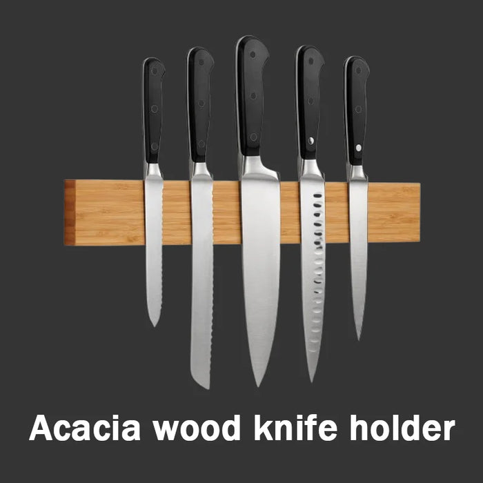16in Acacia Magnetic Knife Holder — Neodymium Block Magnet
