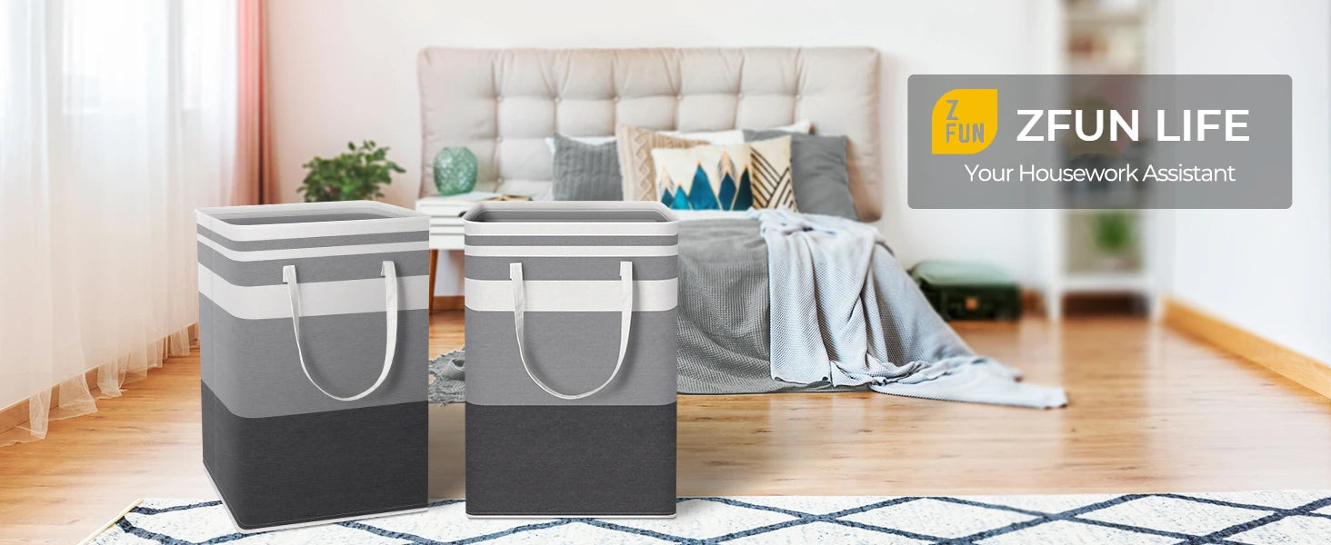 75L Large Collapsible Laundry Basket, Waterproof Tall Clothes Hamper with Extended Handles