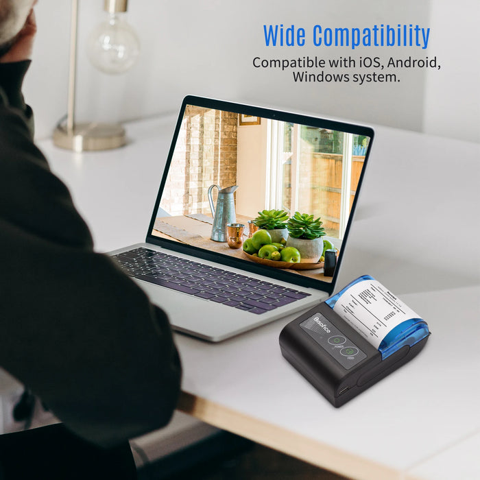 Portable Mini 2-inch Thermal Receipt Printer — Bluetooth & USB, 58mm for Restaurants & Retail