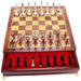 38cm (15in) Wooden Desktop Chess Set with Storage Drawer and 2 Extra Queens