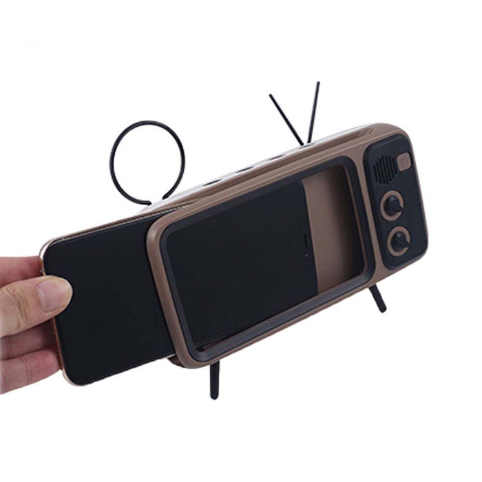 Bakeey Mini Retro TV Pattern Desktop Stand - Cell Phone Holder, Lazy Bracket, Compatible with 4.7 to 5.5 inch Mobile Phones - Ideal for Watching Videos & Shows Hands-free - Shopsta EU