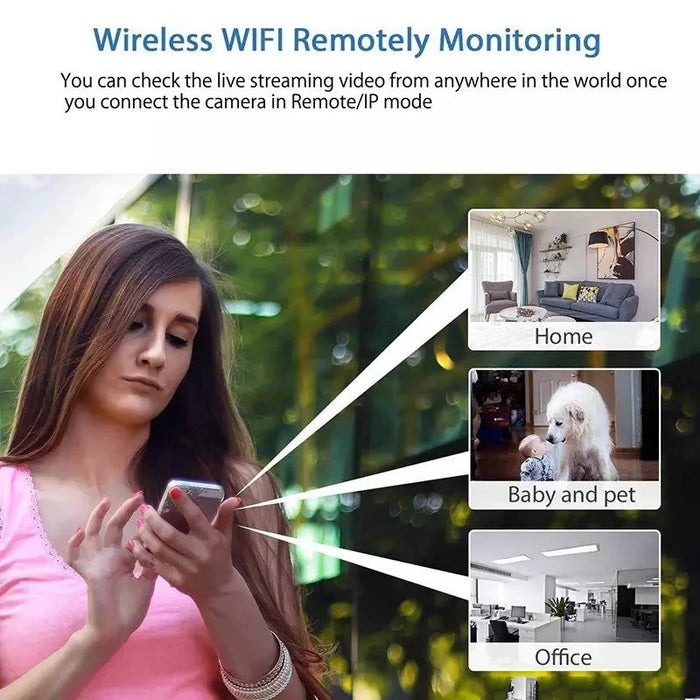 Mini cámara Wifi 1080P - Seguridad de vigilancia inalámbrica con visión nocturna, detección de movimiento, grabación de audio de 160 grados, compatible con Google Play - Perfecta para monitoreo de bebés y necesidades de cámara IP