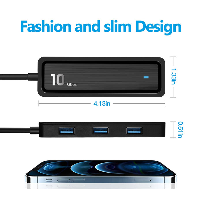 Pinrui 6-in-1 USB Hub - USB3.1 Gen 2 4-Port Expander with SD/TF Adapter, Laptop Docking Station - Perfect for Efficient Working and Data Transfers - Shopsta EU