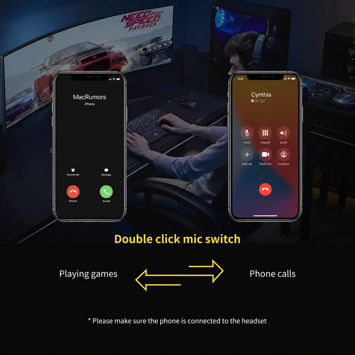 SOMiC G-serien - Trådlöst spelheadset med löstagbar mikrofon - 3 anslutningslägen: Bluetooth, 2,4G USB-dongel, trådbunden 3,5 mm - Kompatibel med PS5 / PS4 / PC / Dator / Telefon / XBOX / Switch