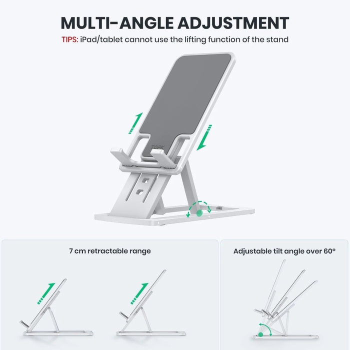 TOPK D06-S - Foldable Desktop Stand Table Phone Holder, Adjustable Angle Desk Accessory for iOS and Android Devices - Ideal for iPad, iPhone, and Other Smartphones Users - Shopsta EU