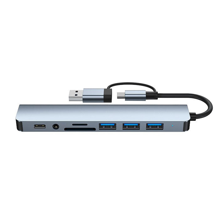 Type-C Docking Station - 8-in-1 USB-C Hub Splitter with USB3.0, USB2.0, USB-C Data, SD/TF Card Reader, 3.5mm Audio Multiport - Ideal for PC & Laptop Connectivity - Shopsta EU