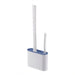 Wall-hanging Toilet Brush & Holder — Long Handle, Silicone Bristles (Grey or Blue)