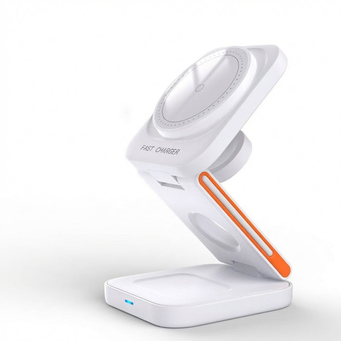 3‑in‑1 Foldable Magnetic Fast Wireless Charger Stand for iPhone 12–17, Apple Watch & AirPods