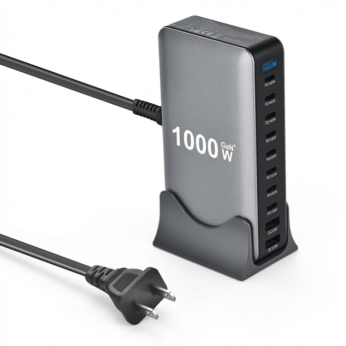 1000W GaN 10‑Port USB‑C Charger Station — PD3.1 PPS Fast Charging