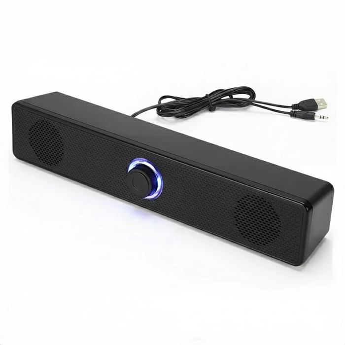 2.1 Channel Wired Soundbar with Subwoofer for PC/TV/Laptop – Aux & USB, Optional Bluetooth