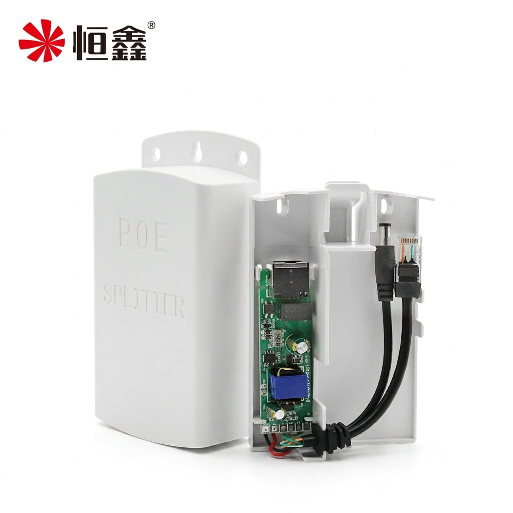 Waterproof Outdoor PoE Splitter 10/100Mbps — 48V to 12V (1.2A or 4A)