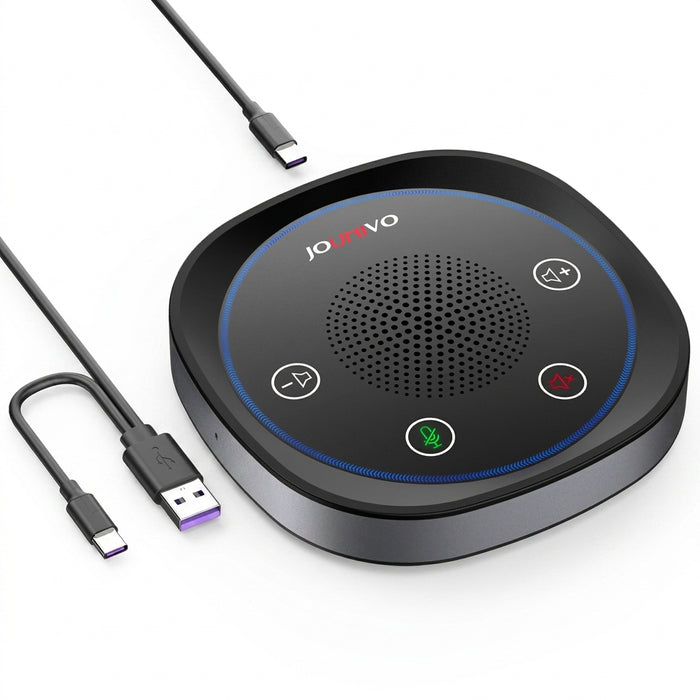 USB Conference Speakerphone — 360° Omnidirectional Condenser Mic with Mute & Volume