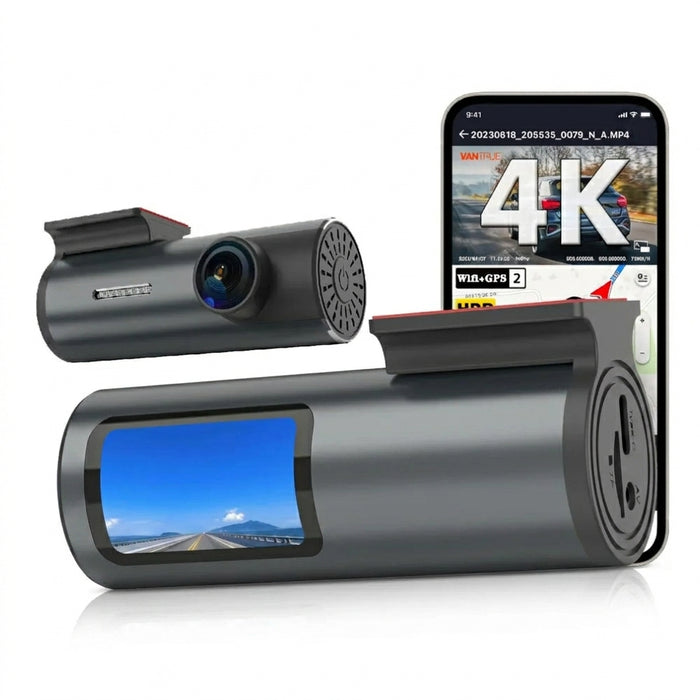 4K Wi‑Fi GPS Dash Cam — Mini Front DVR with 24‑Hour Parking Mode & G‑Sensor