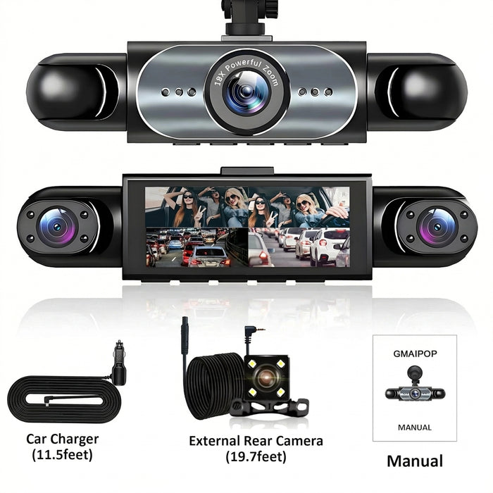 4‑Channel Dash Cam with 170° Front Lens, Night Vision & 24/7 Parking Monitor