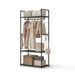 Clothing Storage Rack with Wheels, Hooks & Shelves — Freestanding Metal Organiser