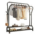 Double-Rail Standing Clothes Rack with Shoe Shelf – Metal Rail for Bedroom & Living Room