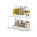 Double-Layer Pull-Out Storage Rack with 5 Hooks — PP Drawer Organiser for Kitchen & Bathroom