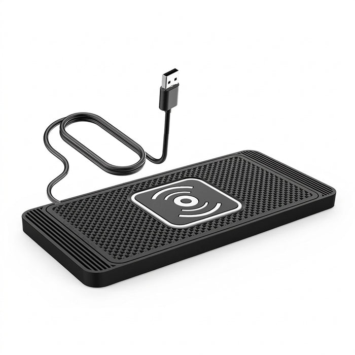 Silicone Car Wireless Charging Pad — Non‑Slip 15W Qi Fast Charger for iPhone, Samsung & Xiaomi